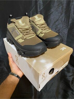 On Running Cloudrock Waterproof Men's Hiking Shoes in Olive and Black